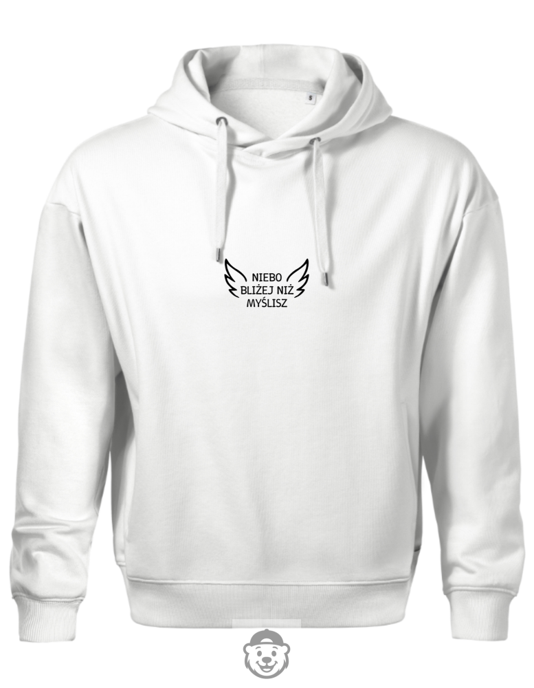 BLUZA Z KAPTUREM MĘSKA NIEBO BLIŻEJ NIŻ MYŚLISZ BIAŁA.png