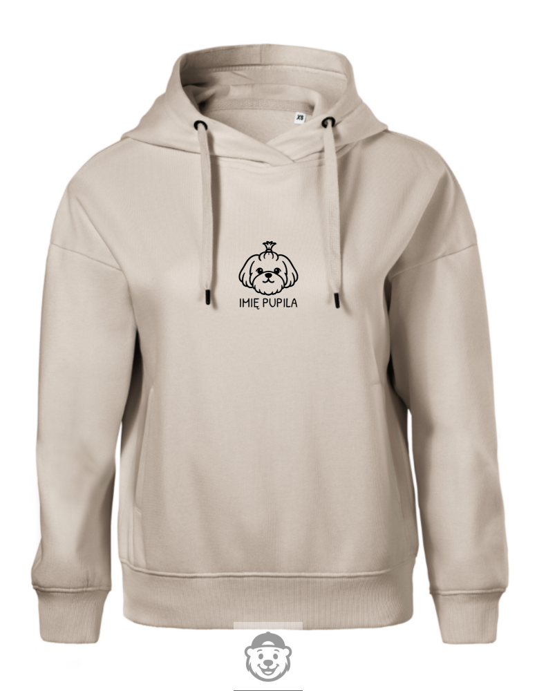 BLUZA Z KAPTUREM DAMSKA SHIH TZU BEŻOWA.png