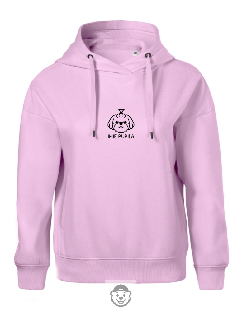 BLUZA Z KAPTUREM DAMSKA SHIH TZU RÓŻOWA.png
