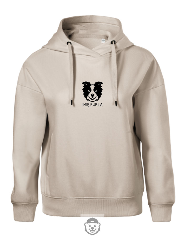 BLUZA Z KAPTUREM DAMSKA BORDER COLLIE BEŻOWA.png