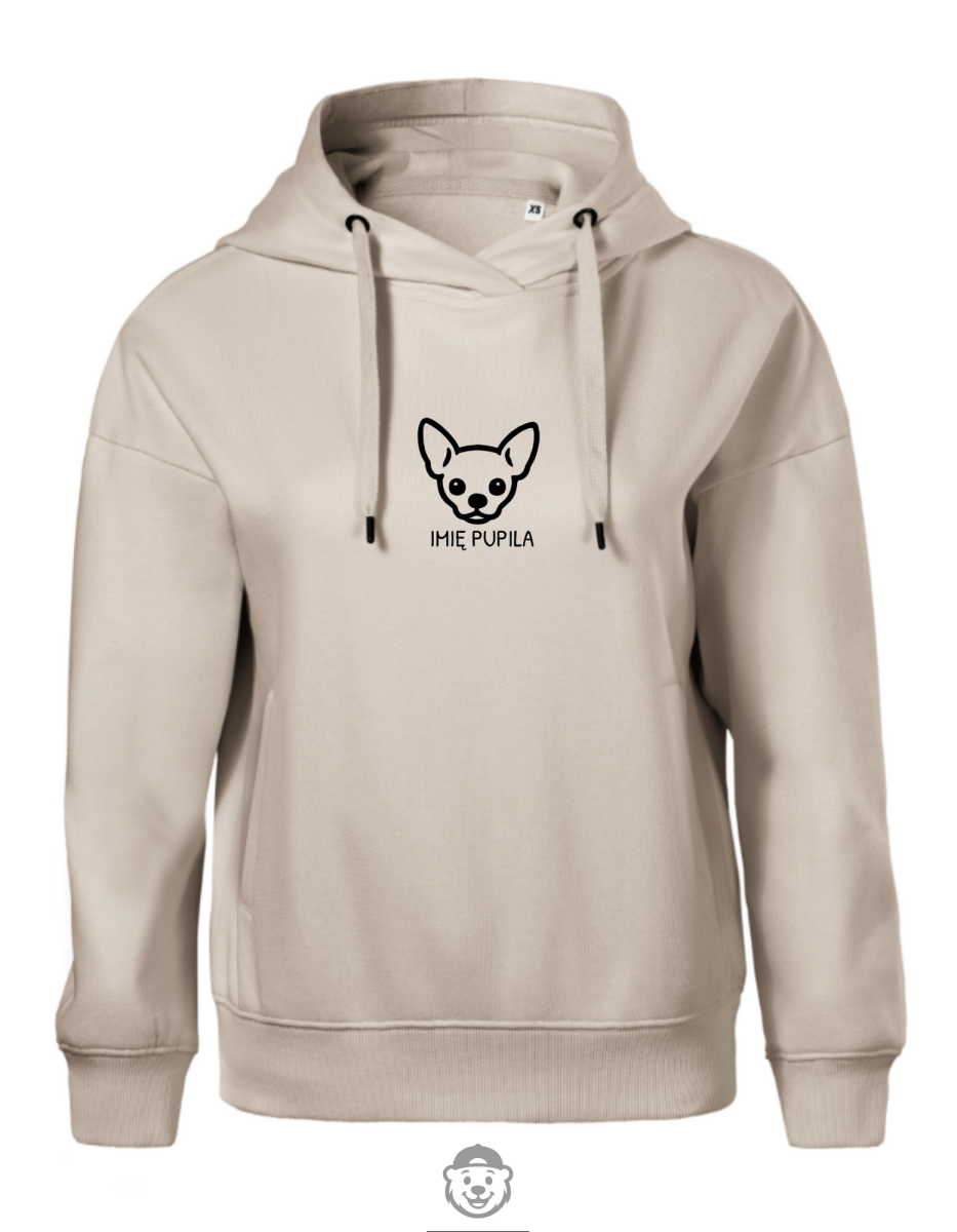 BLUZA Z KAPTUREM DAMSKA CHIHUAHUA BEŻOWA.png