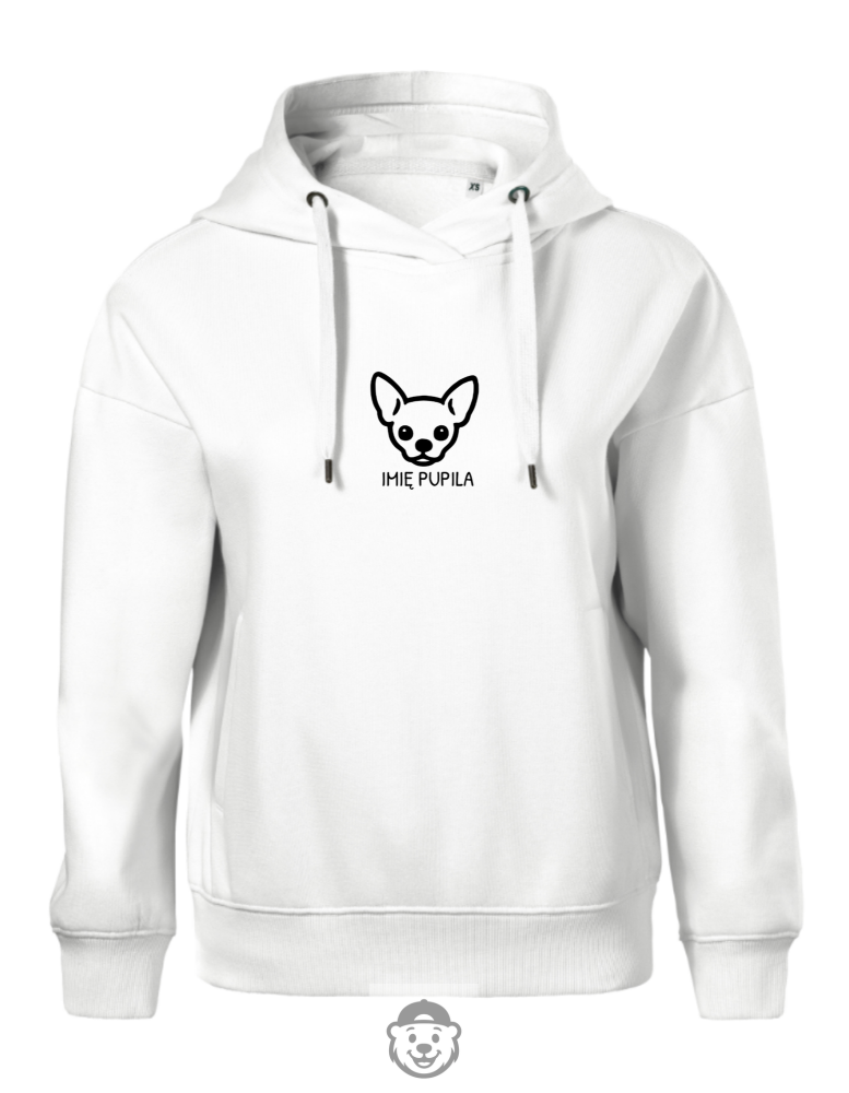 BLUZA Z KAPTUREM DAMSKA CHIHUAHUA BIAŁA.png