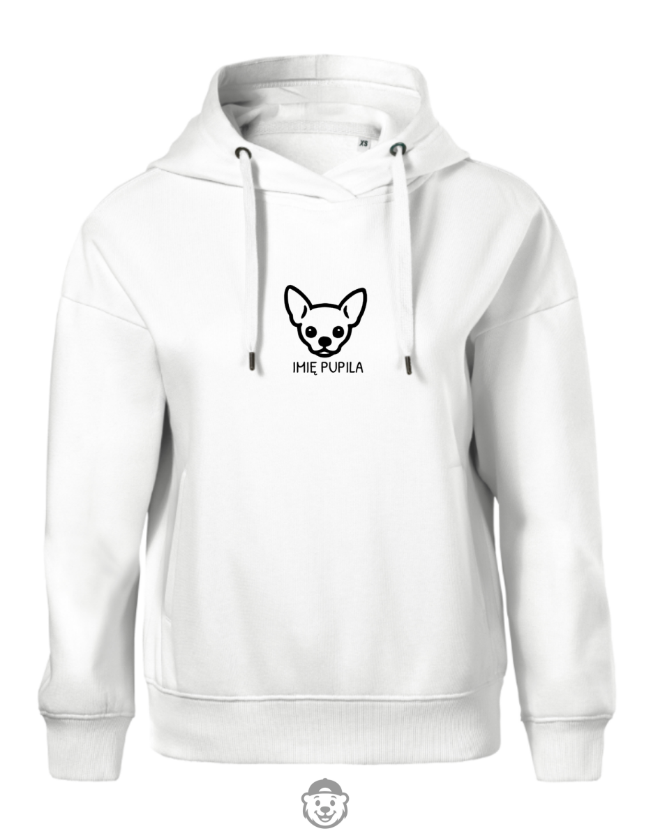 BLUZA Z KAPTUREM DAMSKA CHIHUAHUA BIAŁA.png