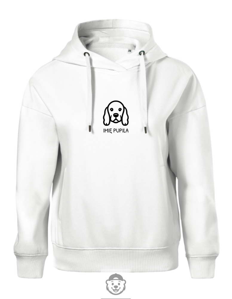 BLUZA Z KAPTUREM DAMSKA COCKER SPANIEL BIAŁA.png