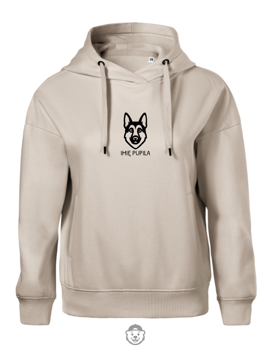 BLUZA Z KAPTUREM DAMSKA OWCZAREK NIEMIECKI BEŻOWA.png
