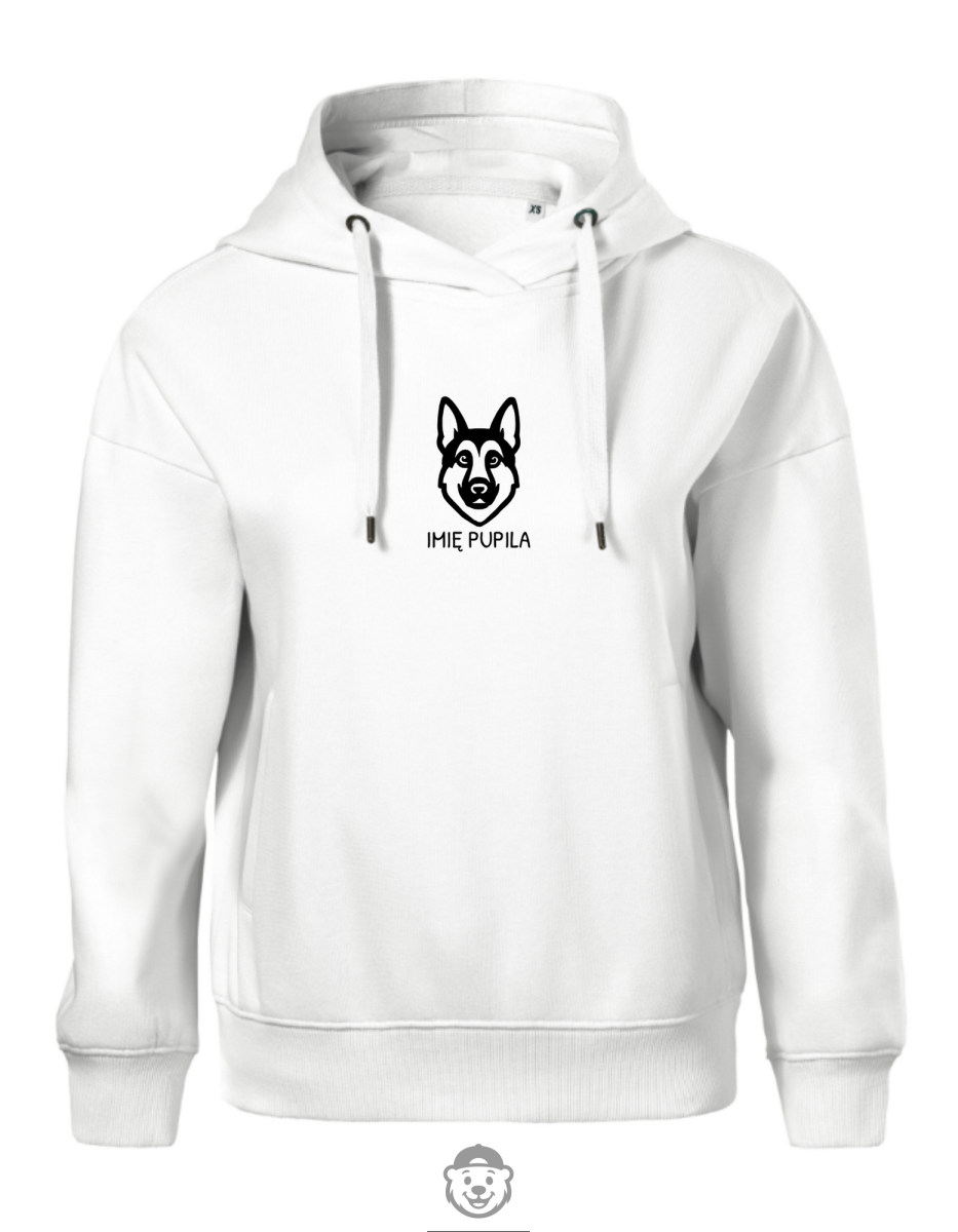 BLUZA Z KAPTUREM DAMSKA OWCZAREK NIEMIECKI BIAŁA.png