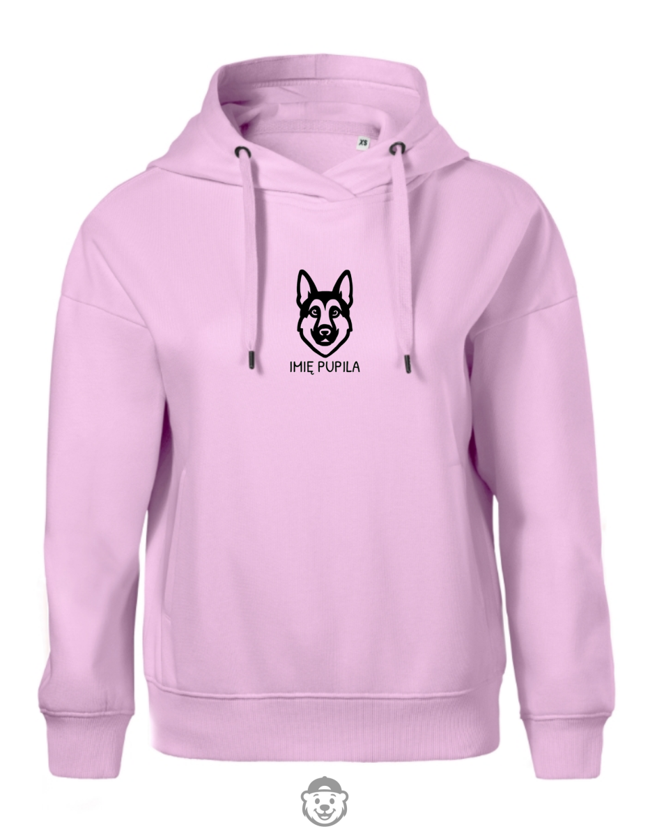 BLUZA Z KAPTUREM DAMSKA OWCZAREK NIEMIECKI RÓŻOWA.png