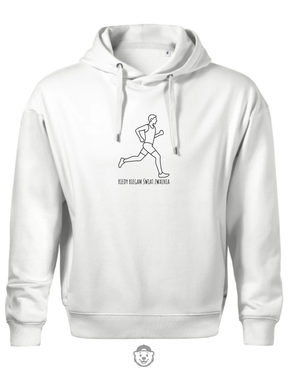 BLUZA Z KAPTUREM MĘSKA BIEGANIE BIAŁA.png