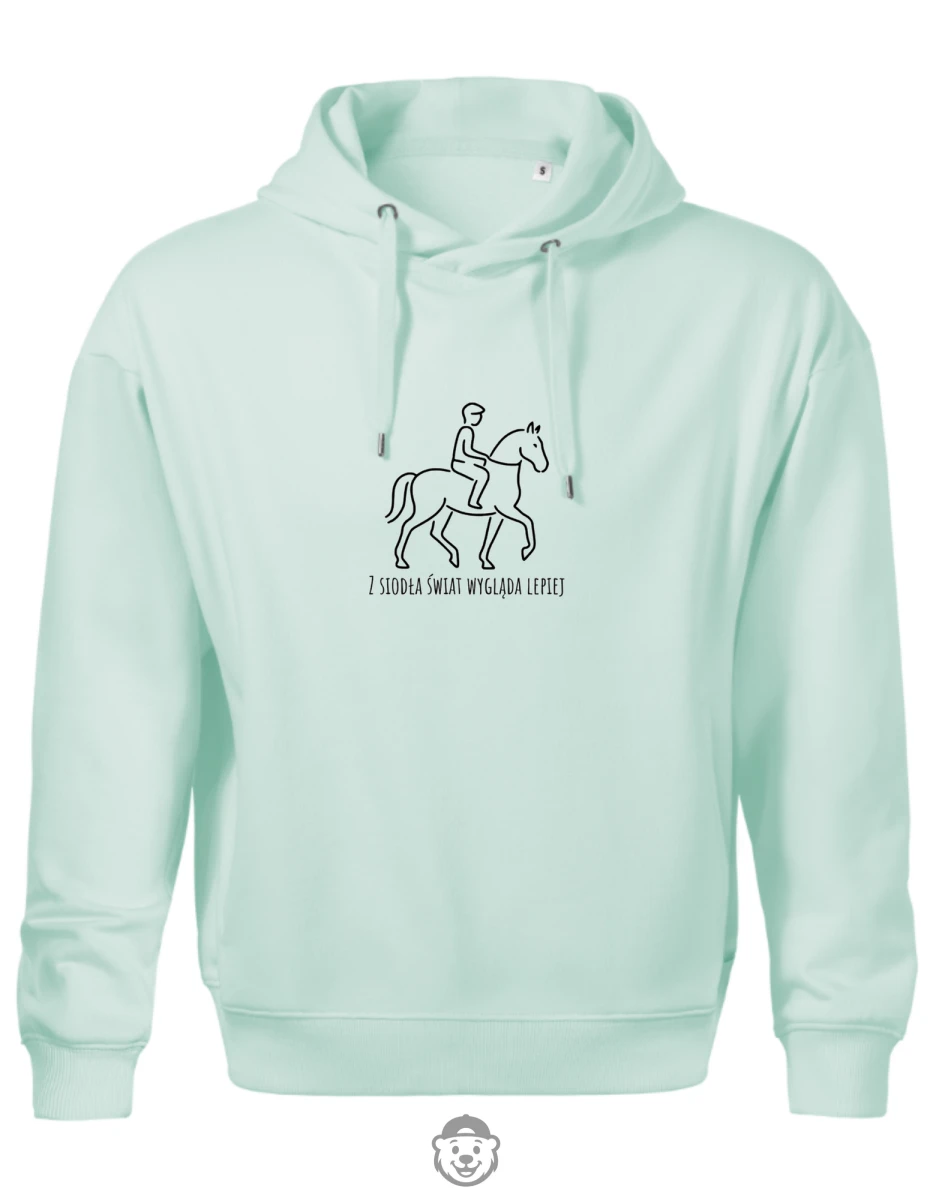 BLUZA Z KAPTUREM MĘSKA JAZDA KONNA MIĘTOWA.png