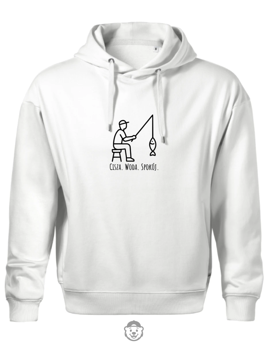 BLUZA Z KAPTUREM MĘSKA WĘDKARSTWO BIAŁA.png