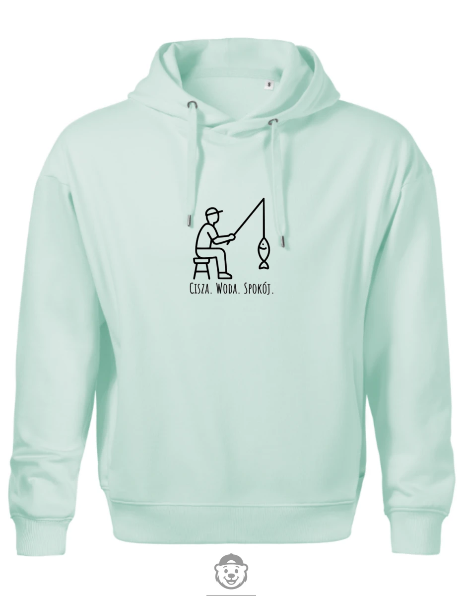 BLUZA Z KAPTUREM MĘSKA WĘDKARSTWO MIĘTOWA.png