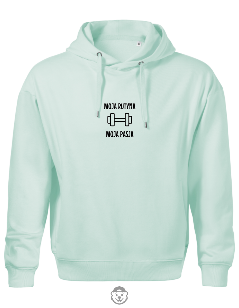 BLUZA Z KAPTUREM MĘSKA MOJA RUTYNA MOJA PASJA MIĘTOWA.png