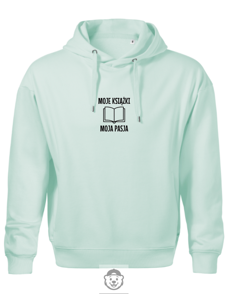 BLUZA Z KAPTUREM MĘSKA MOJE KSIĄŻKI MOJA PASJA MIĘTOWA.png