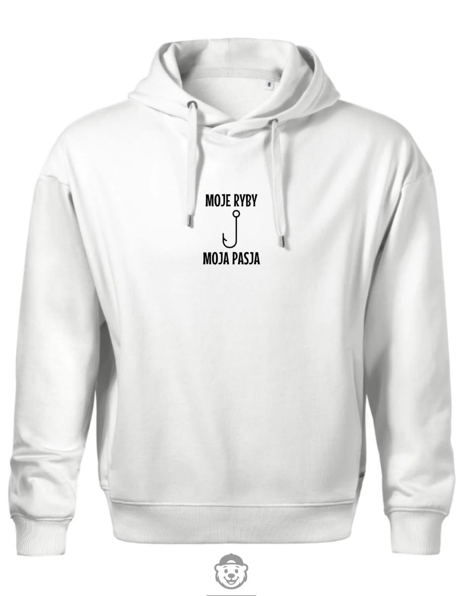 BLUZA Z KAPTUREM MĘSKA MOJE RYBY MOJA PASJA BIAŁA.png