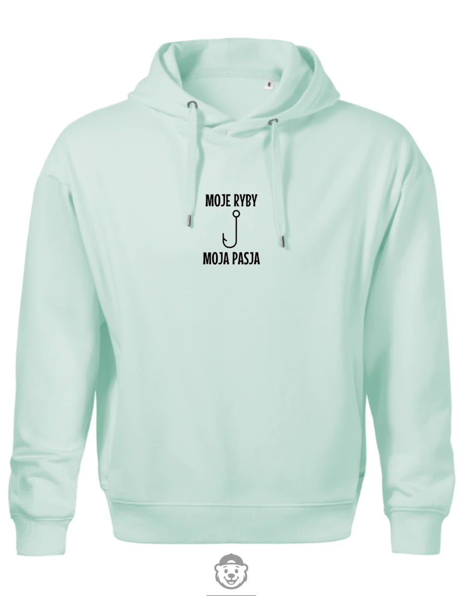 BLUZA Z KAPTUREM MĘSKA MOJE RYBY MOJA PASJA MIĘTOWA.png