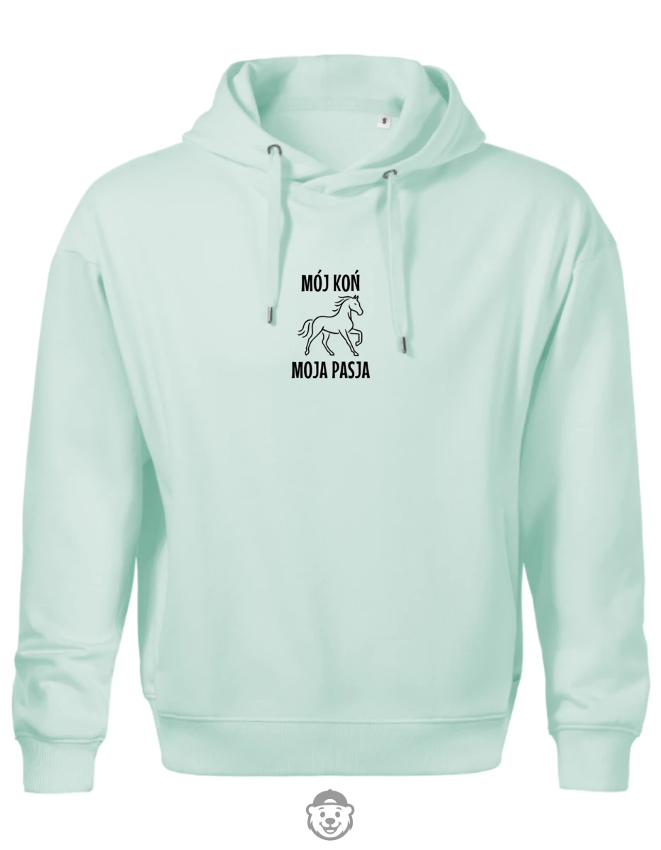 BLUZA Z KAPTUREM MĘSKA MÓJ KOŃ MOJA PASJA MIĘTOWA.png