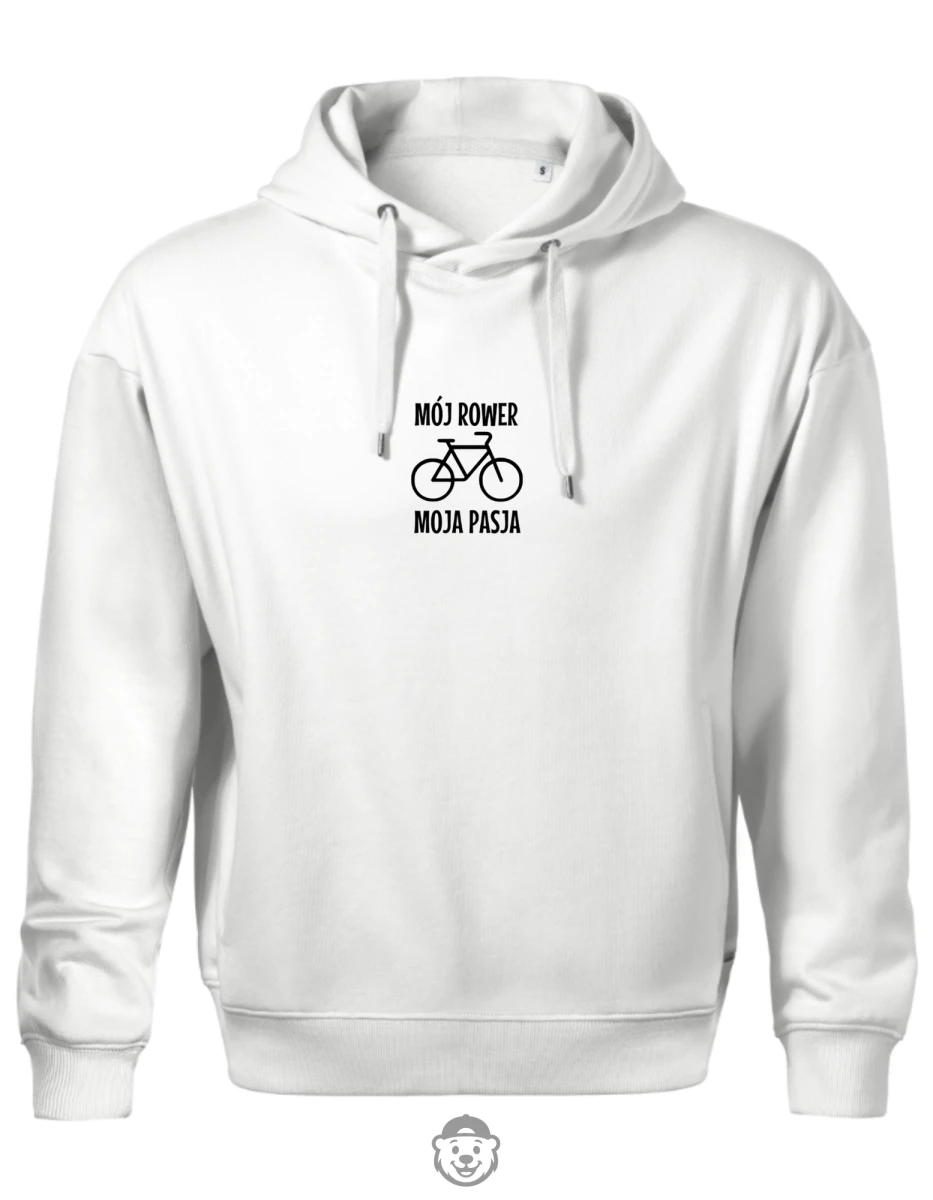 BLUZA Z KAPTUREM MĘSKA MÓJ ROWER MOJA PASJA BIAŁA.png