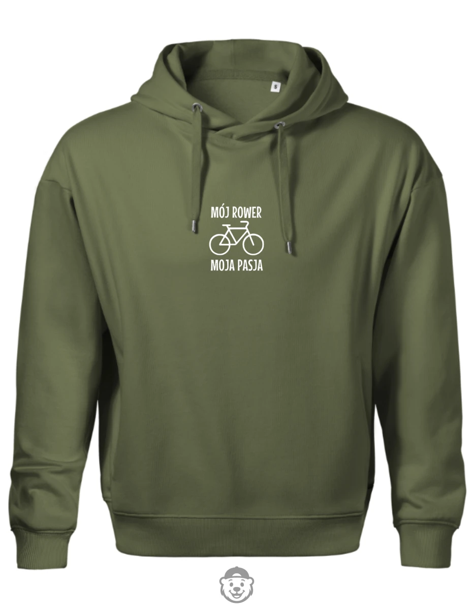 BLUZA Z KAPTUREM MĘSKA MÓJ ROWER MOJA PASJA KHAKI.png