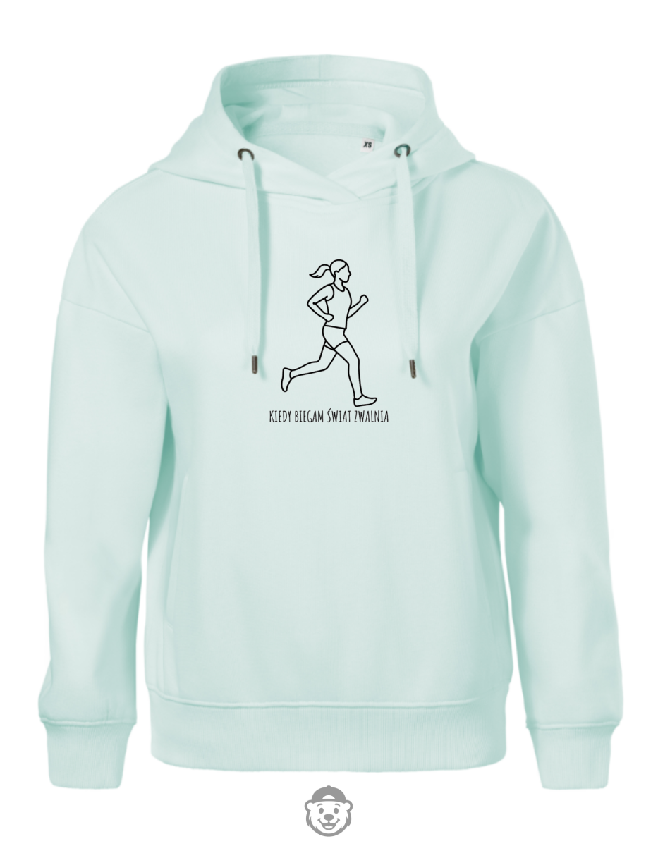 BLUZA Z KAPTUREM DAMSKA BIEGANIE MIĘTOWA.png