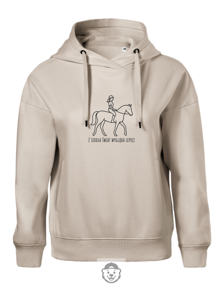 BLUZA Z KAPTUREM DAMSKA JAZDA KONNA BEŻOWA.png