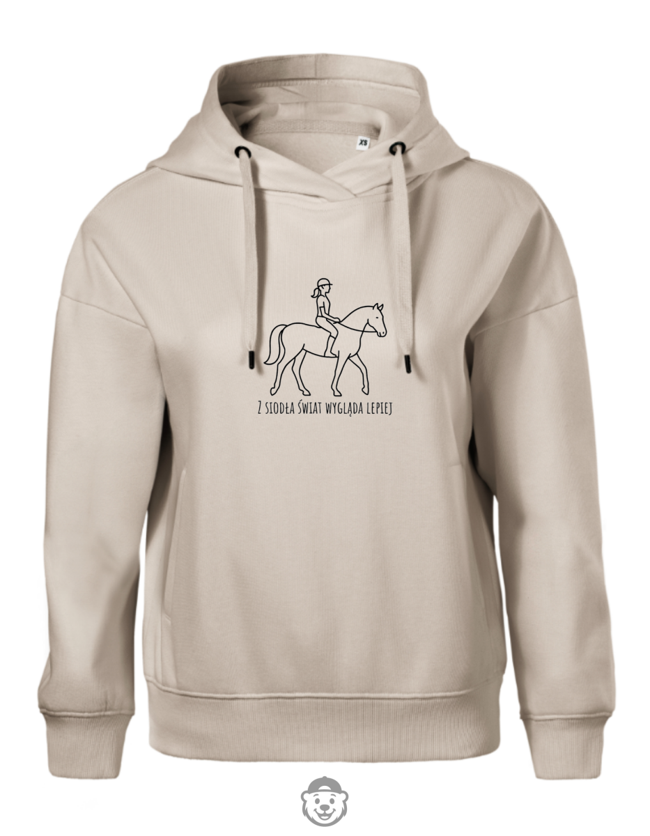 BLUZA Z KAPTUREM DAMSKA JAZDA KONNA BEŻOWA.png