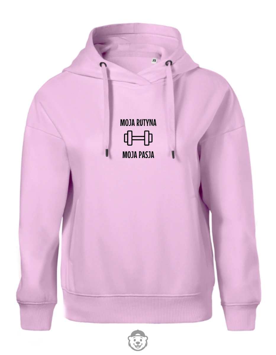 BLUZA Z KAPTUREM DAMSKA MOJA RUTYNA MOJA PASJA RÓŻOWA.png