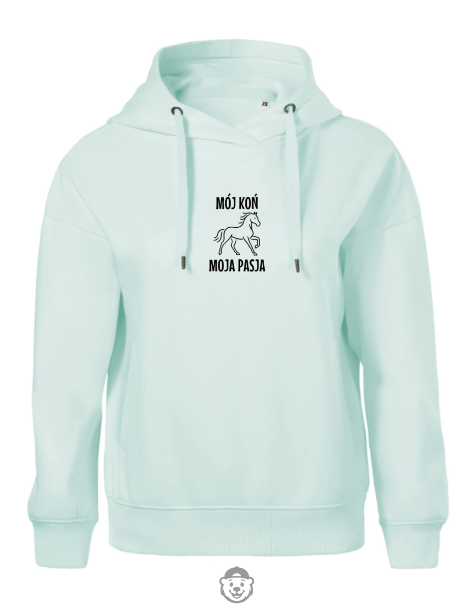 BLUZA Z KAPTUREM DAMSKA MÓJ KOŃ MOJA PASJA MIĘTOWA.png