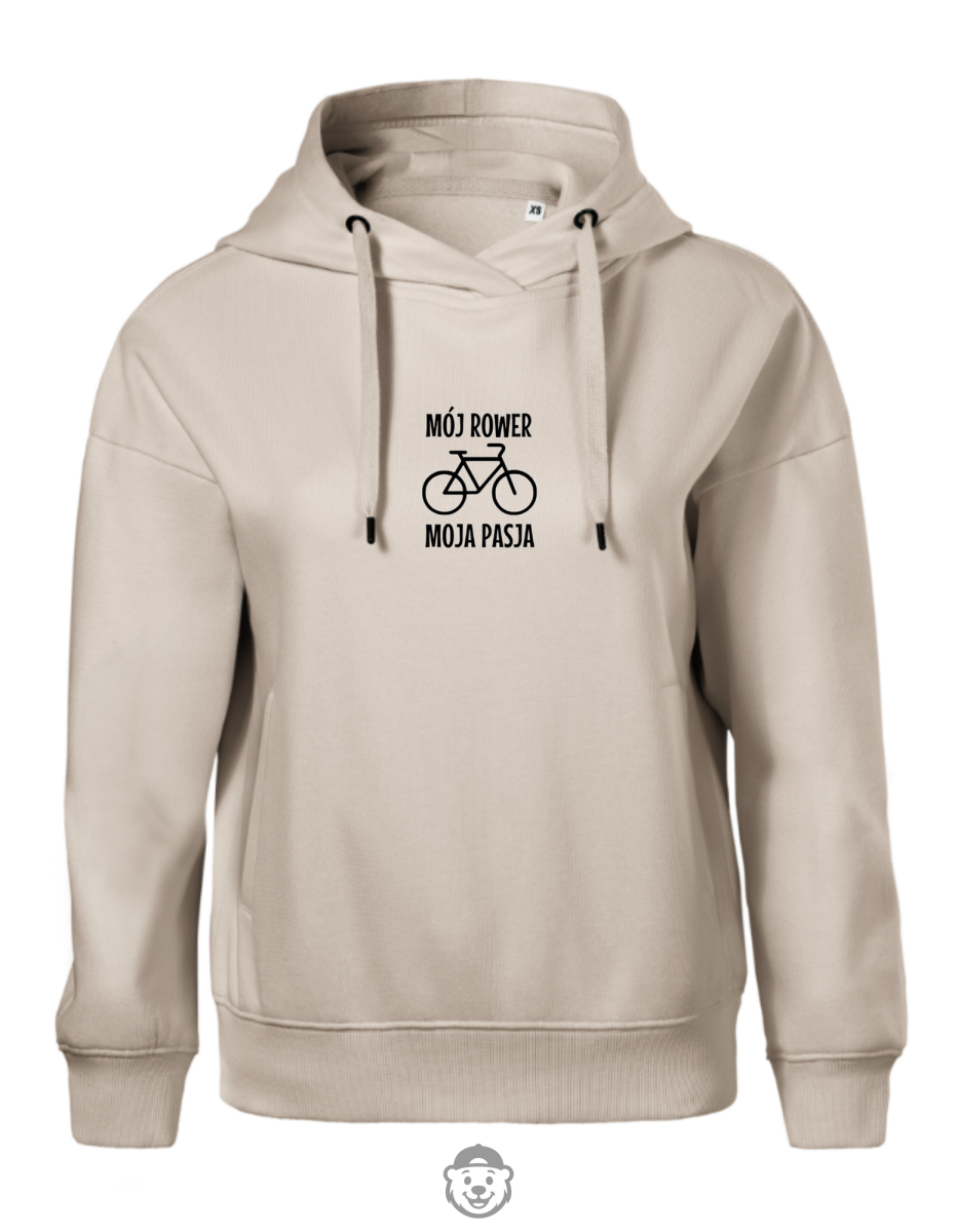 BLUZA Z KAPTUREM DAMSKA MÓJ ROWER MOJA PASJA BEŻOWA.png