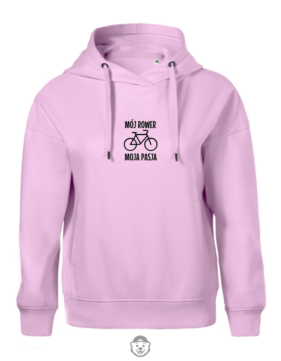 BLUZA Z KAPTUREM DAMSKA MÓJ ROWER MOJA PASJA RÓŻOWA.png