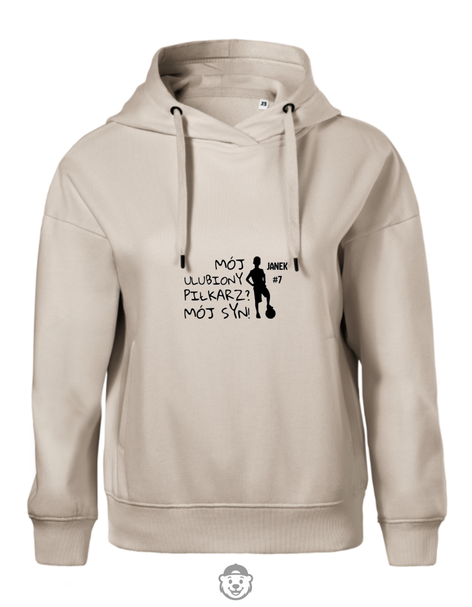 BLUZA Z KAPTUREM DAMSKA MÓJ ULUBIONY PIŁKARZ MÓJ SYN BEŻOWA.png