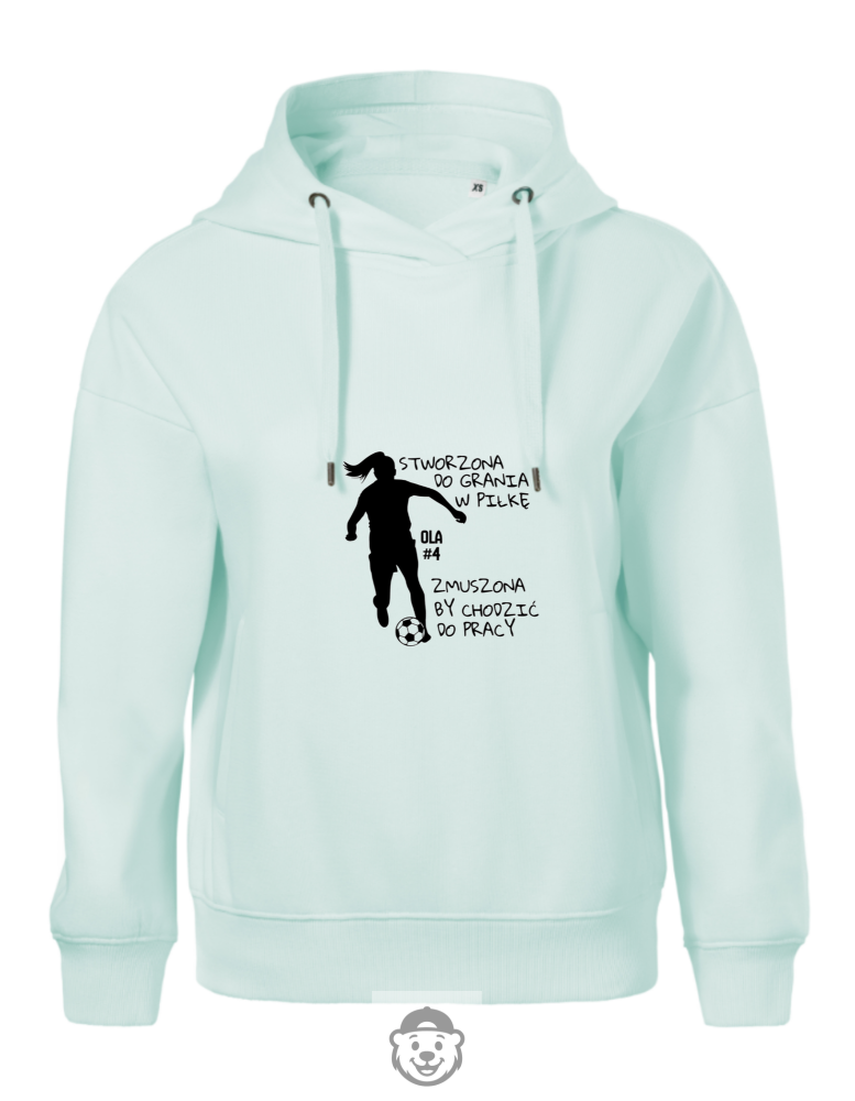 BLUZA Z KAPTUREM DAMSKA STWORZONA DO GRANIA W PIŁKĘ ZMUSZONA BY CHODZIĆ DO PRACY MIĘTOWA.png