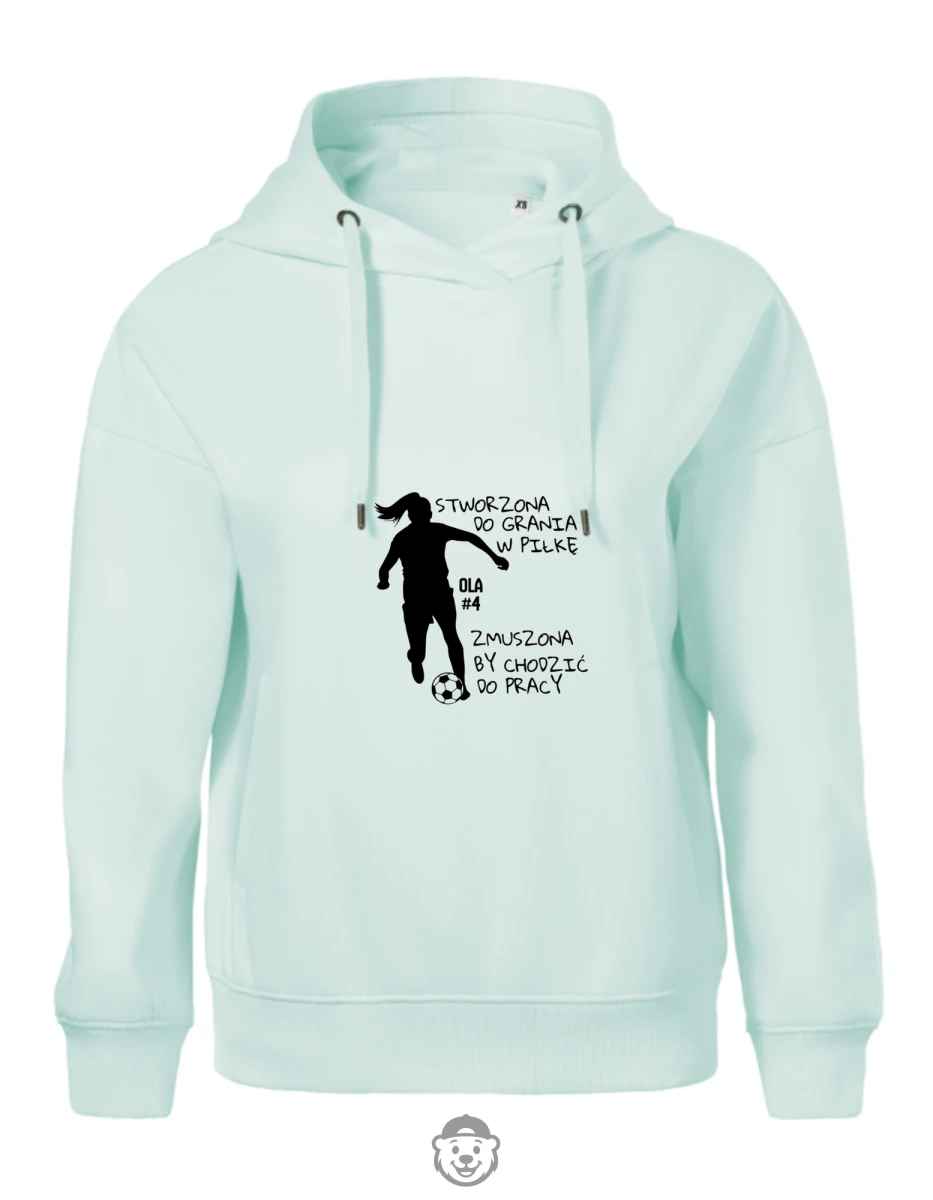 BLUZA Z KAPTUREM DAMSKA STWORZONA DO GRANIA W PIŁKĘ ZMUSZONA BY CHODZIĆ DO PRACY MIĘTOWA.png