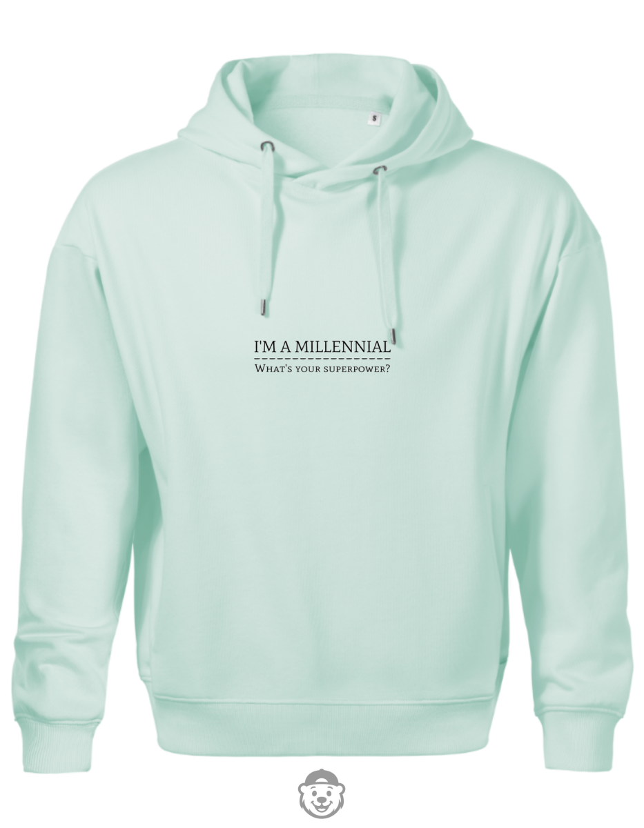 BLUZA Z KAPTUREM MĘSKA I'M A MILLENNIAL MIĘTOWA.png