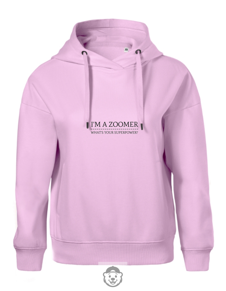 BLUZA Z KAPTUREM DAMSKA I'M A ZOOMER RÓŻOWA.png