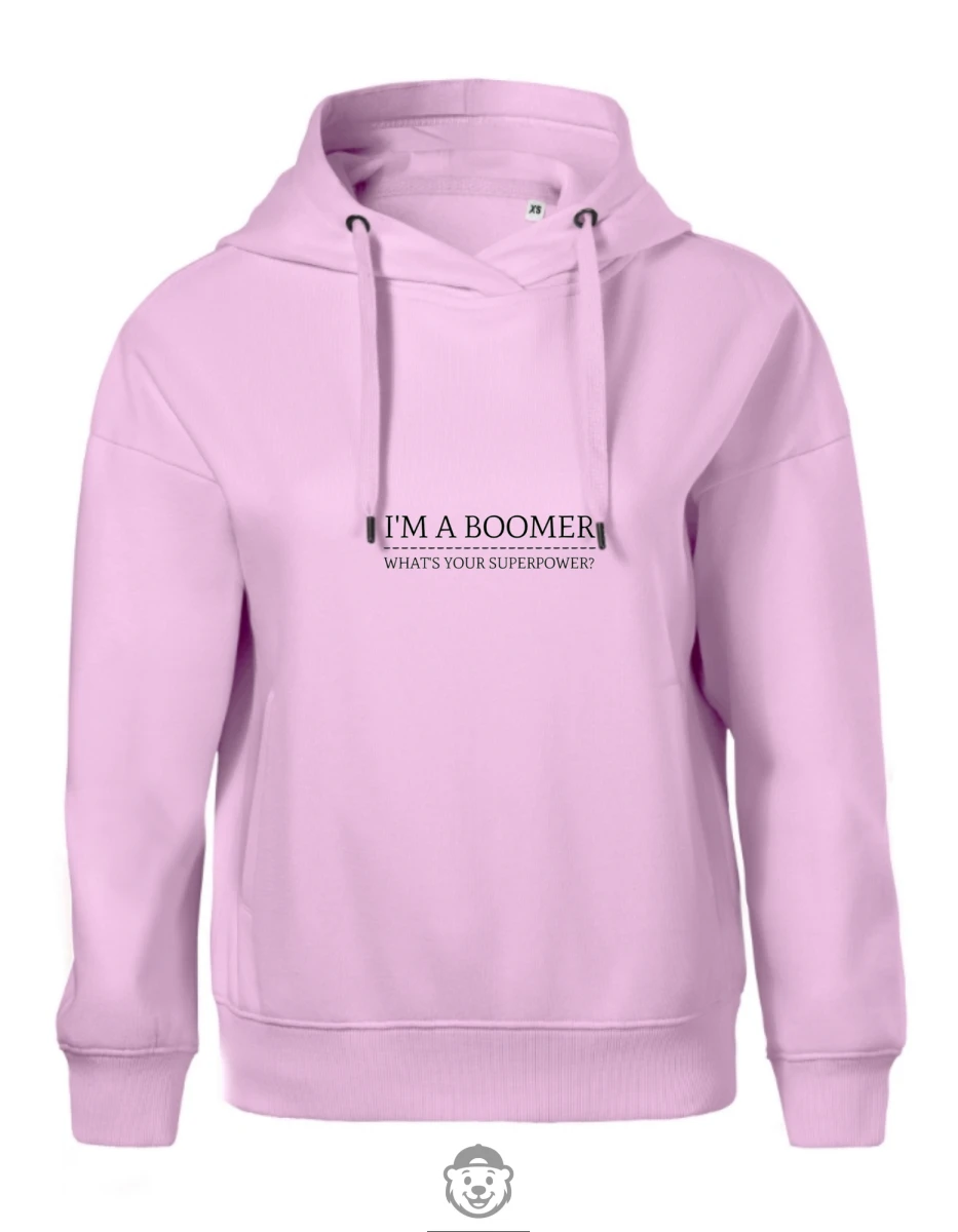 BLUZA Z KAPTUREM DAMSKA I'M A BOOMER RÓŻOWA.png