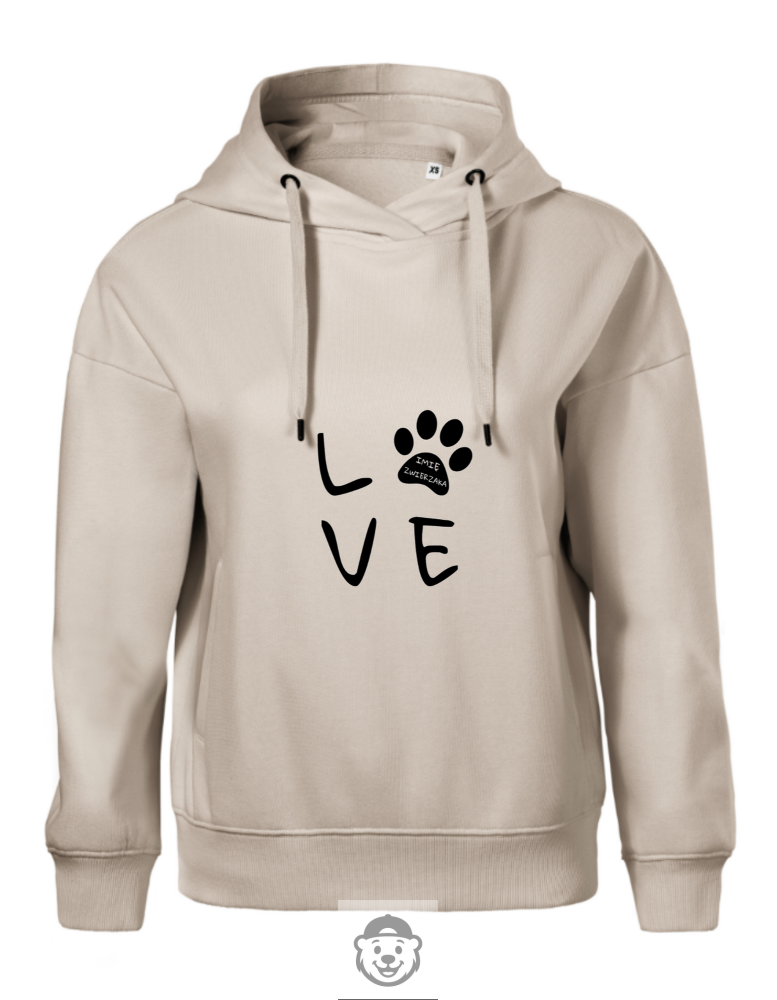BLUZA Z KAPTUREM DAMSKA LOVE BEŻOWA.png