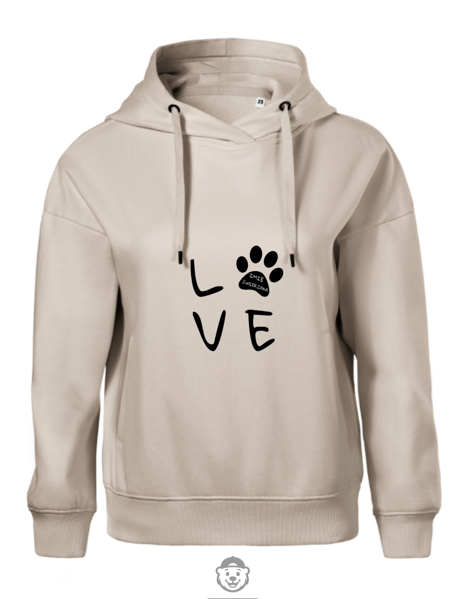 BLUZA Z KAPTUREM DAMSKA LOVE BEŻOWA.png