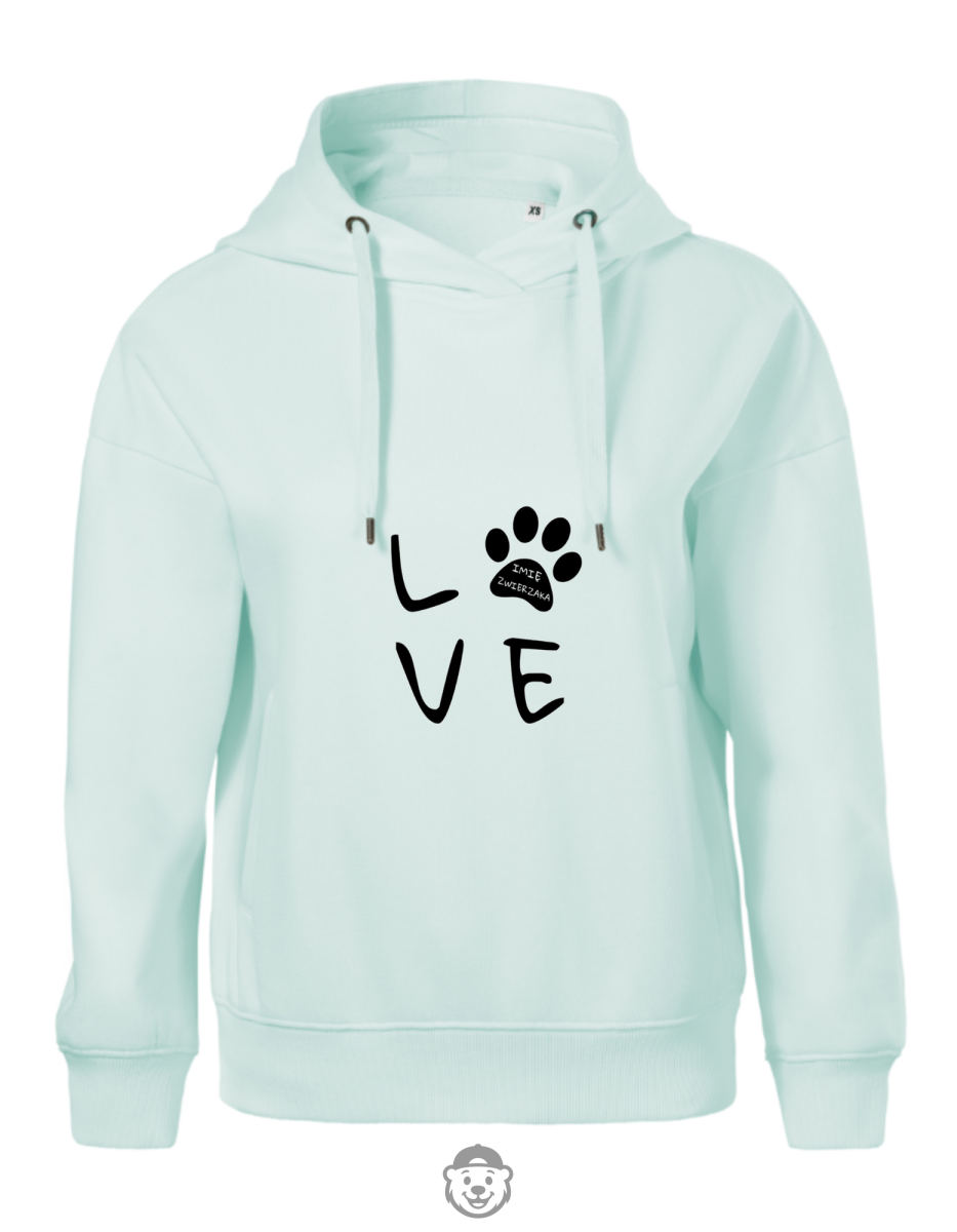 BLUZA Z KAPTUREM DAMSKA LOVE MIĘTOWA.png