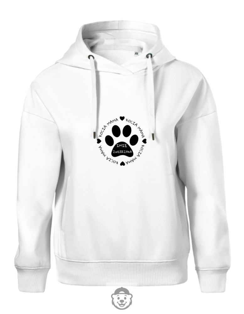 BLUZA Z KAPTUREM DAMSKA KOCIA MAMA BIAŁA.png