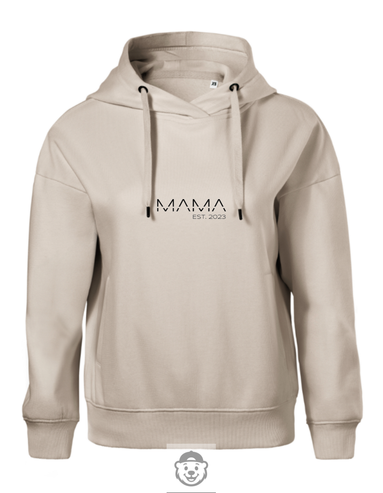 BLUZA Z KAPTUREM DAMSKA MAMA WZÓR 1 BEŻOWA.png