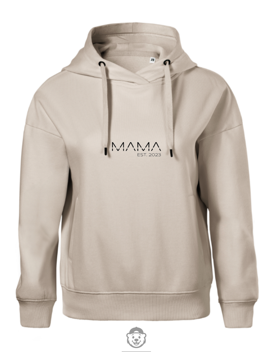 BLUZA Z KAPTUREM DAMSKA MAMA WZÓR 1 BEŻOWA.png