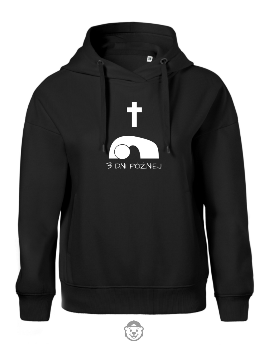 BLUZA Z KAPTUREM DAMSKA TRZY DNI PÓŹNIEJ CZARNA.png
