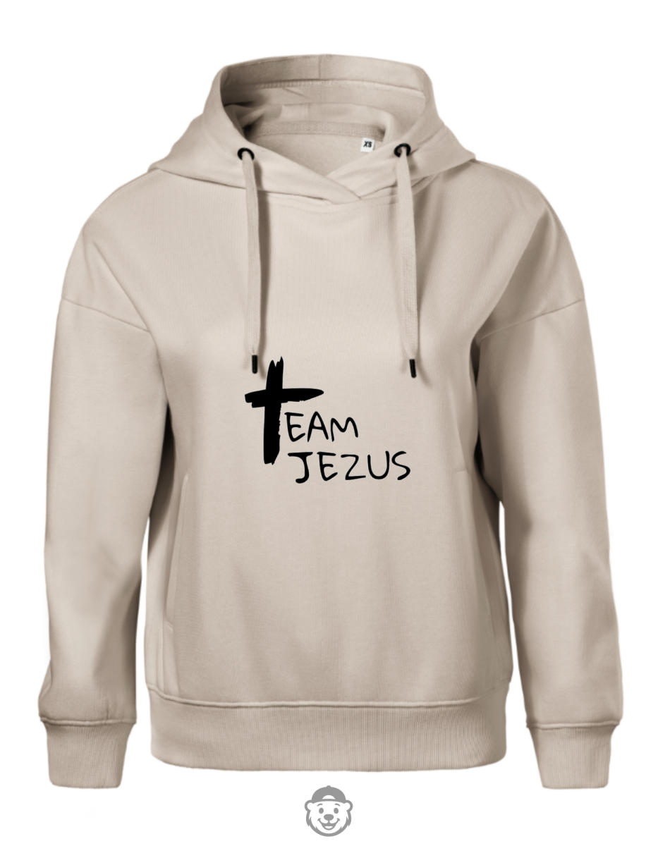 BLUZA Z KAPTUREM DAMSKA TEAM JEZUS BEŻOWA.png