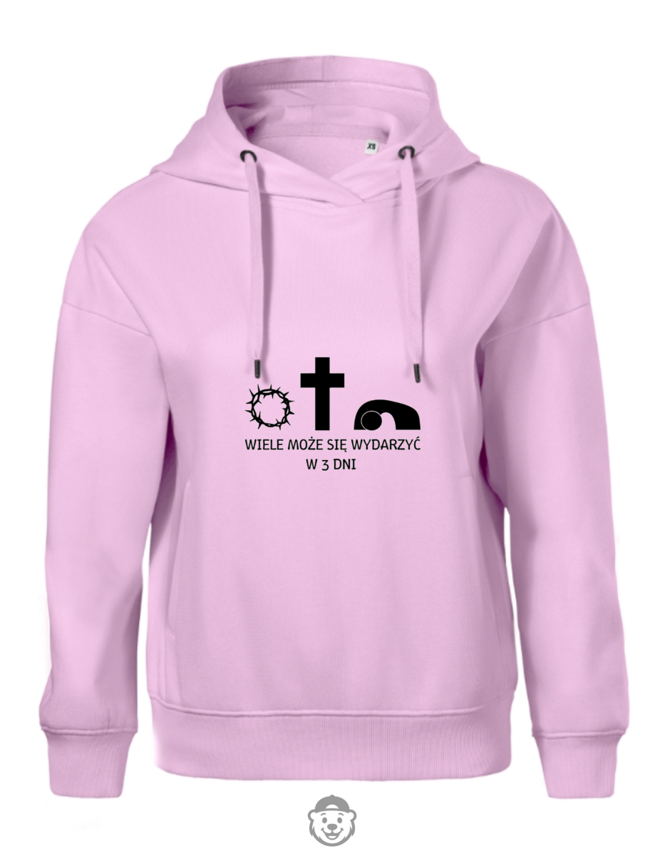 BLUZA Z KAPTUREM DAMSKA WIELE SIĘ MOŻE WYDARZYĆ W TRZY DNI RÓŻOWA.png