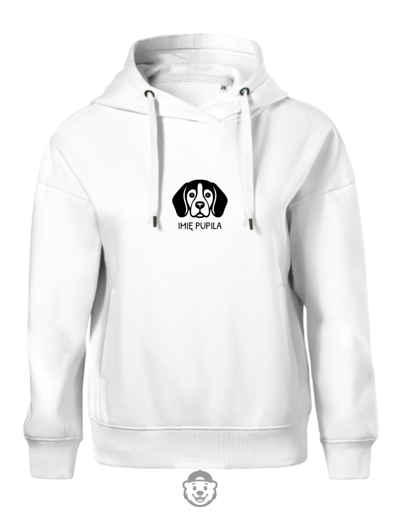 BLUZA Z KAPTUREM DAMSKA BEAGLE BIAŁA.png