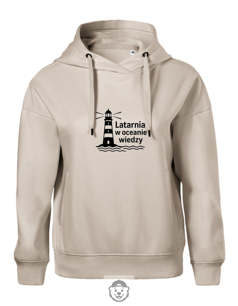 BLUZA Z KAPTUREM DAMSKA LATARNIA W OCEANIE WIEDZY BEŻOWA.png