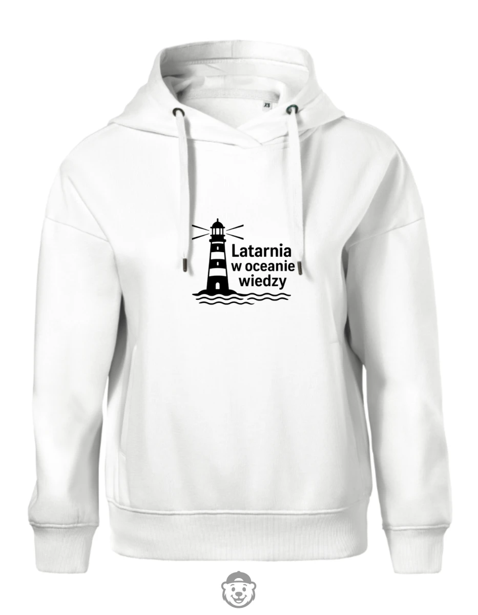BLUZA Z KAPTUREM DAMSKA LATARNIA W OCEANIE WIEDZY BIAŁA.png