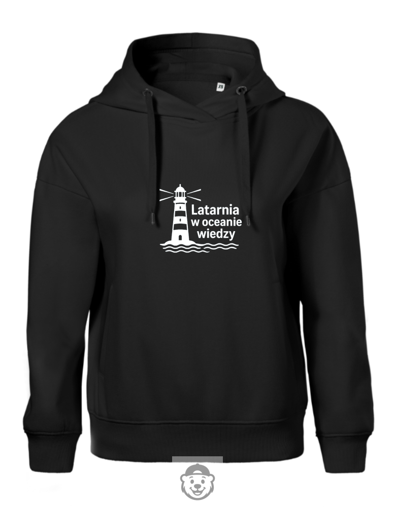 BLUZA Z KAPTUREM DAMSKA LATARNIA W OCEANIE WIEDZY CZARNA.png