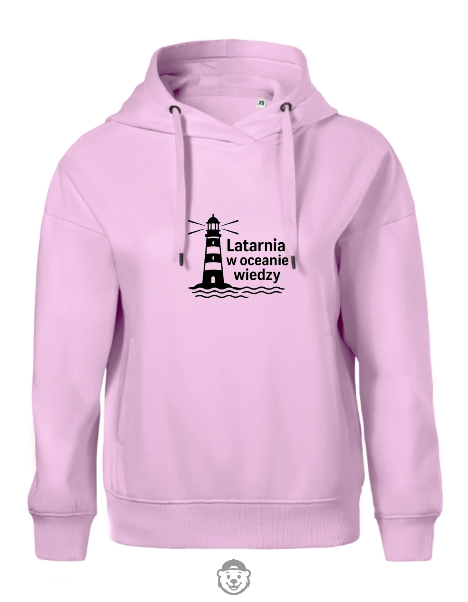 BLUZA Z KAPTUREM DAMSKA LATARNIA W OCEANIE WIEDZY RÓŻOWA.png