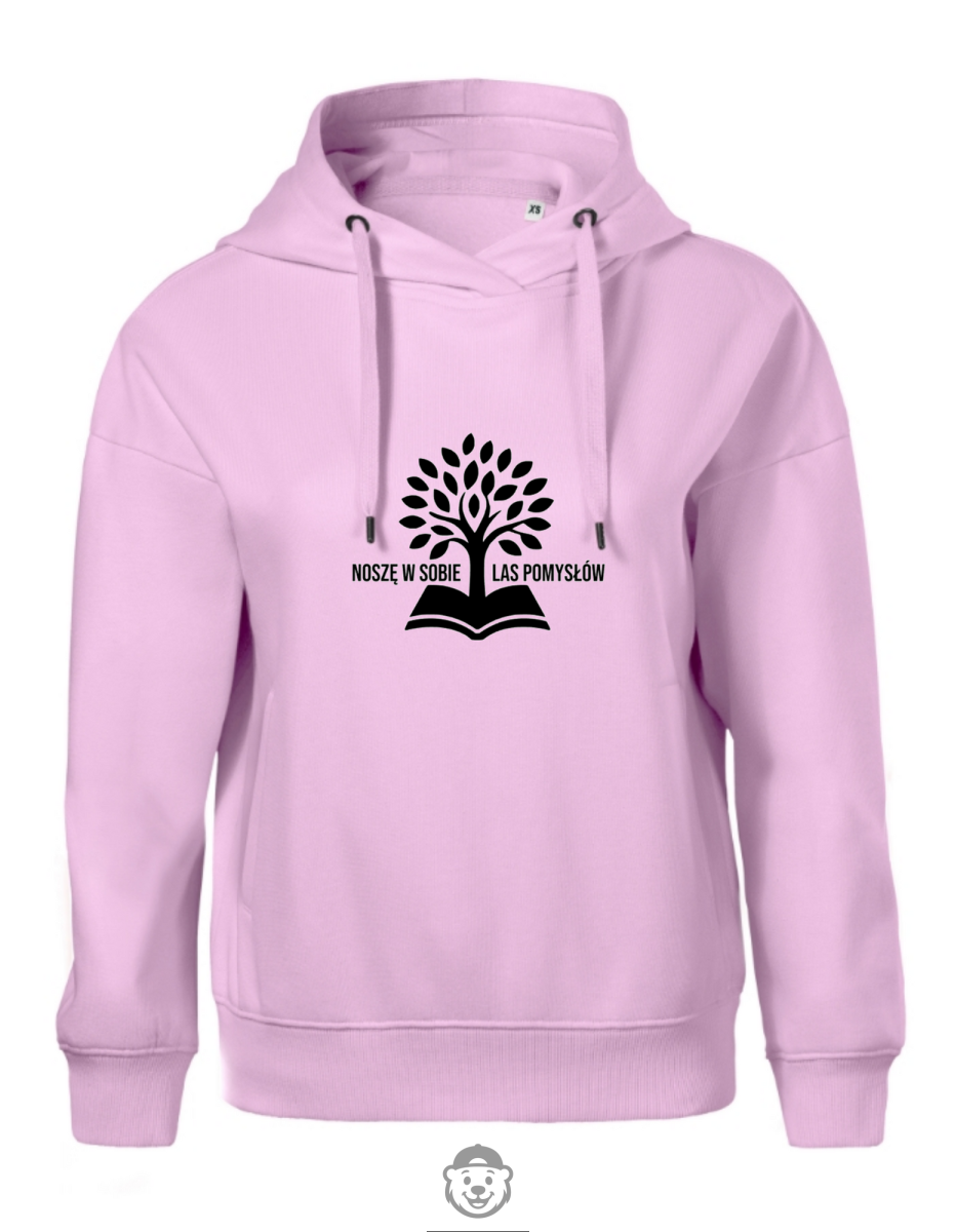 BLUZA Z KAPTUREM DAMSKA NOSZĘ W SOBIE LAS POMYSŁÓW RÓŻOWA.png